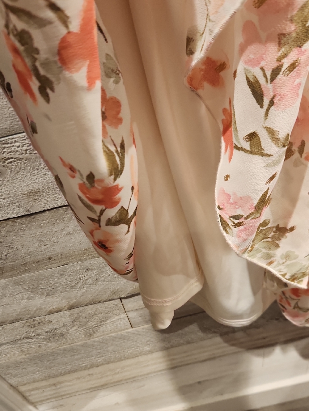 Like New Cond Love By Design Floral Tiered Midi Dress Peach, Olive, Cream Sz  4X - Picture 6 of 8